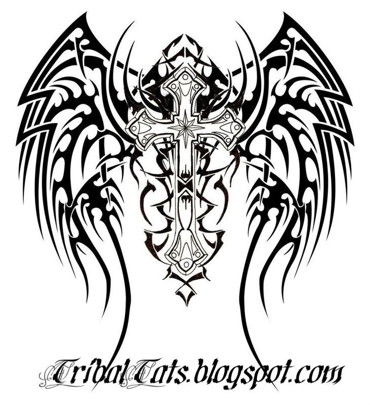 heart cross tattoo. Tribal Cross Tattoo Design.