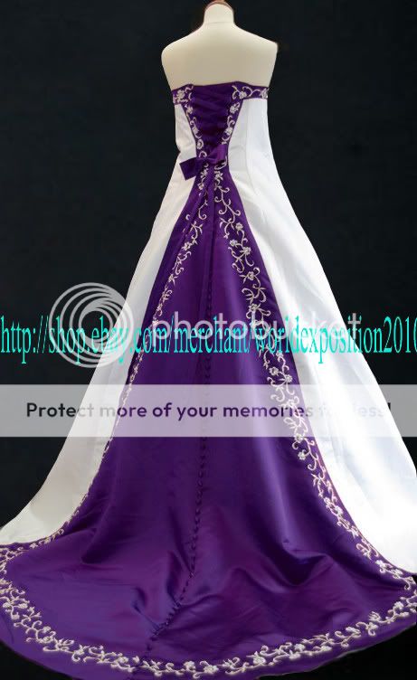 Storage White&Purple Lace up Wedding Dress Size6 16  