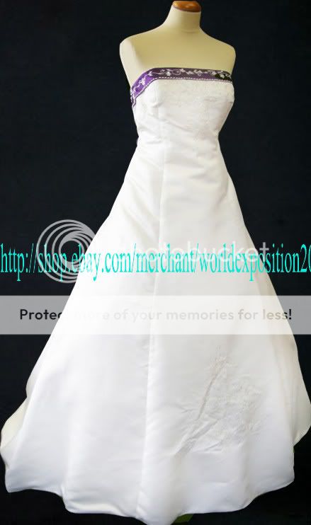 Storage White&Purple Lace up Wedding Dress Size6 16  